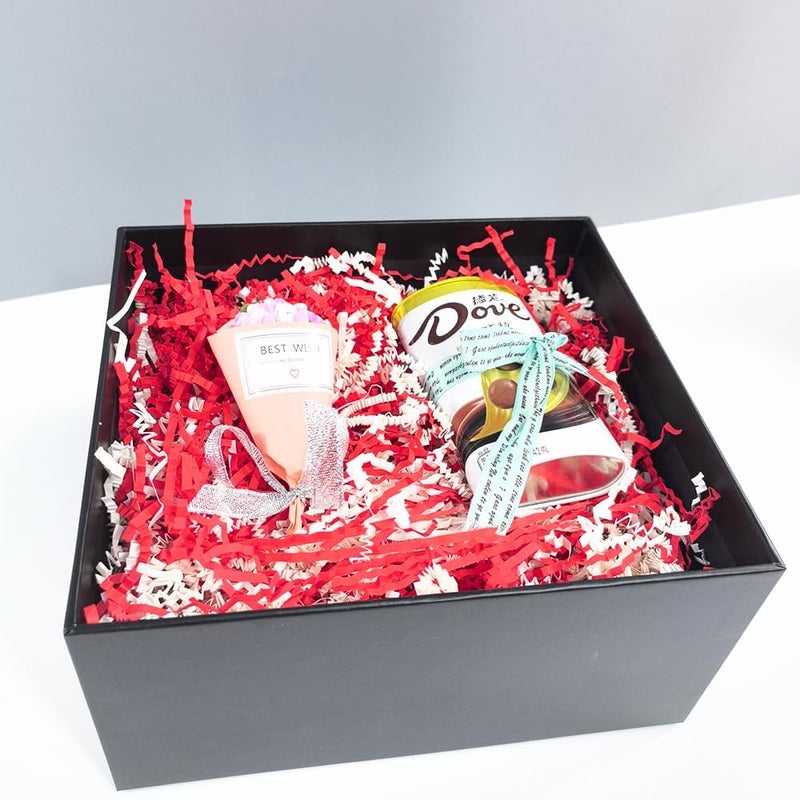 Amsthow Red and White Crinkle Paper Filler Shredded Paper Cut 1/2 LB Gift Basket Box Wrap Basket Raffia Grass Stuffing for Easter Birthday Decoration - Image 4